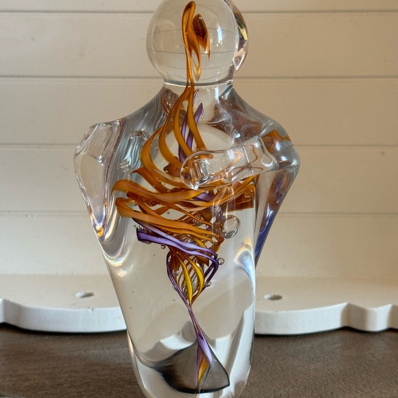 Schmidt Rhea Art Glass Sculpture paperweight 7" "Loving Couple" Signed - Picture 14 of 16